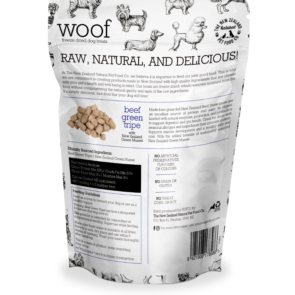 Beef Green Tripe Dog Treats with New Zealand Green Mussel